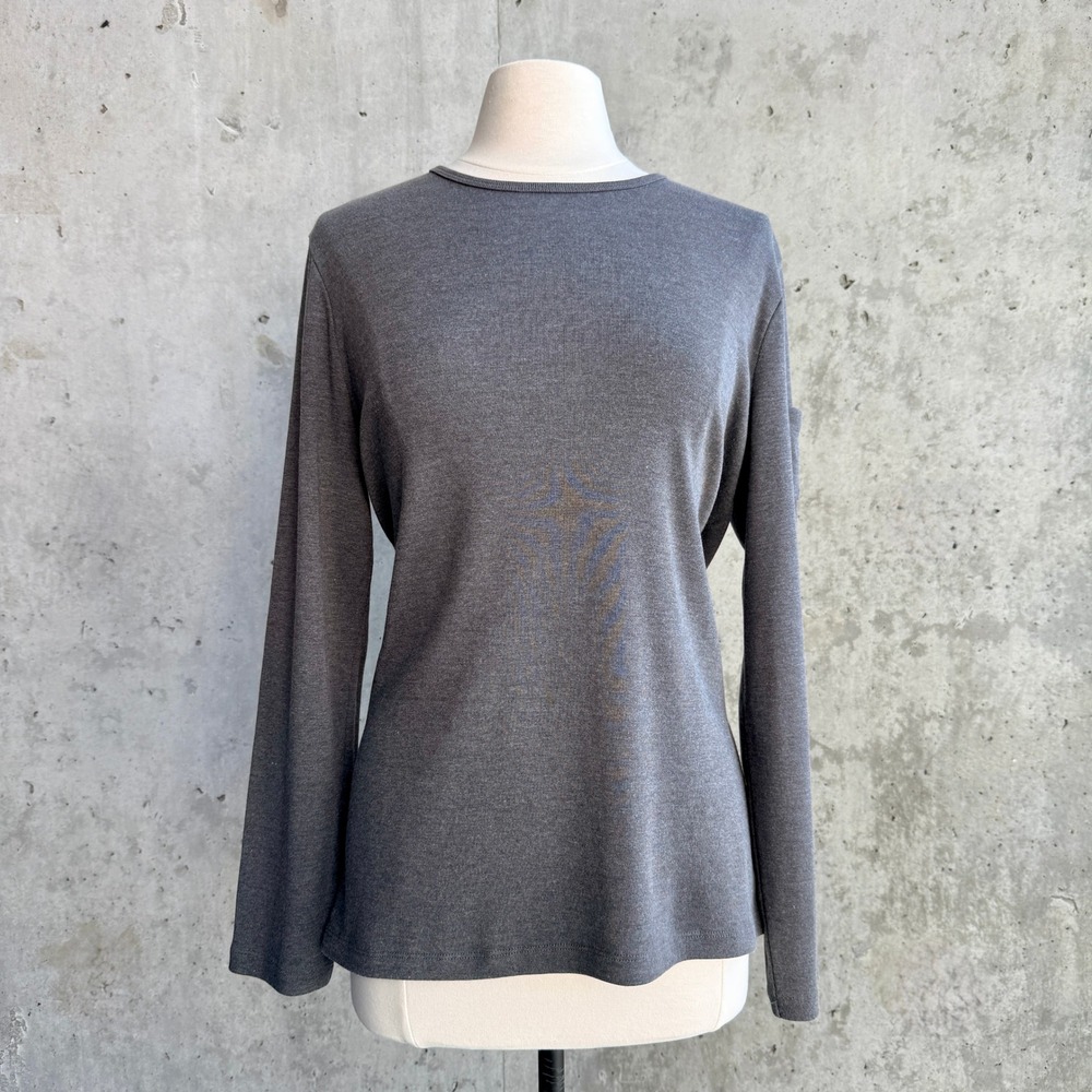 Vintage Women's Lauren Ralph Lauren XL Gray Long Sleeve Arm Cargo Pocket Tee
